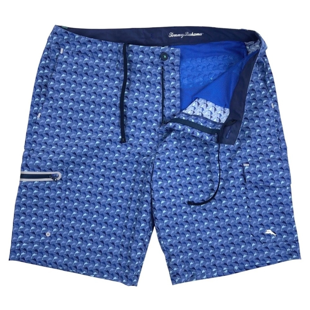 Tommy Bahama IslandActive Blue Marlin Cargo Shorts Mens 38 Quick Dry Mesh Lined - Picture 3 of 7